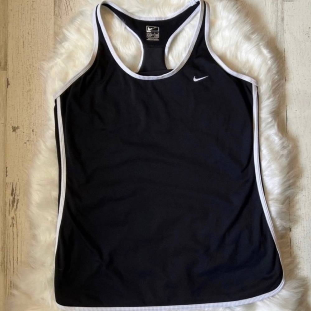 Nike Women’s Black Performer Tank Top with White Trim Size Large